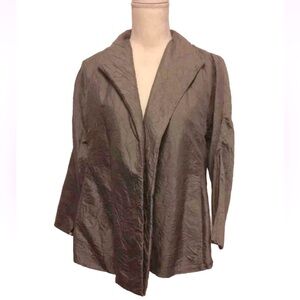 Eileen Fisher 3/4 sleeve silk swing jacket gray size small